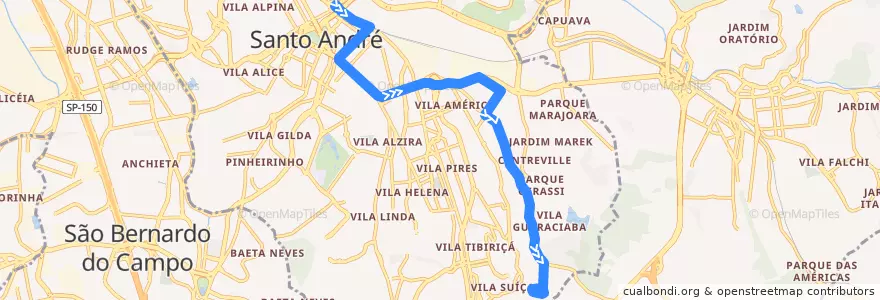 Mapa del recorrido Ônibus T27: Estação de Santo André => Condomínio Maracanã de la línea  en Santo André.