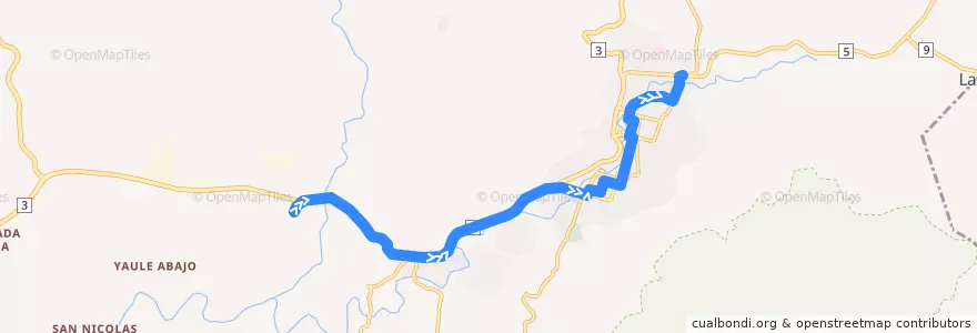 Mapa del recorrido Ruta 4: Sistemas 3M -> Colonia Rubén Darío de la línea  en Matagalpa (Municipio).
