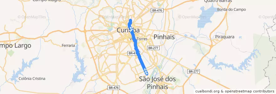 Mapa del recorrido Boqueirão / Centro Cívico de la línea  en Curitiba.