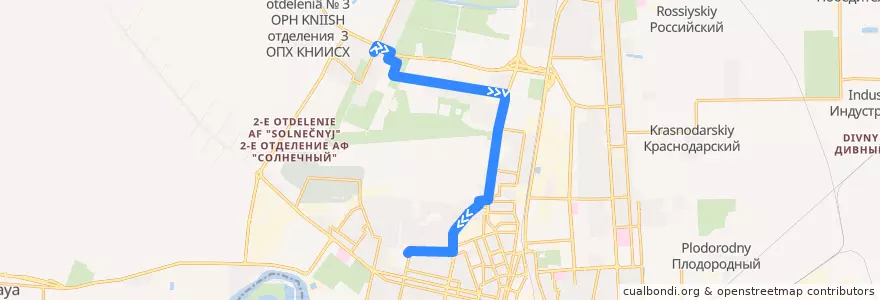 Mapa del recorrido Автобус №55: ул. Средняя => Бальнеолечебница de la línea  en Krasnodar Municipality.