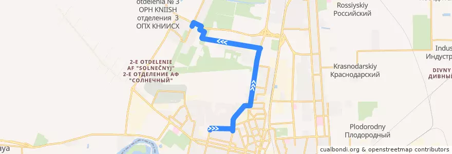 Mapa del recorrido Автобус №55: Бальнеолечебница => ул. Средняя de la línea  en Krasnodar Municipality.