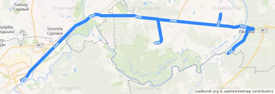 Mapa del recorrido Автобус №107: г.Владимир -> Пенкино de la línea  en Владимирская область.