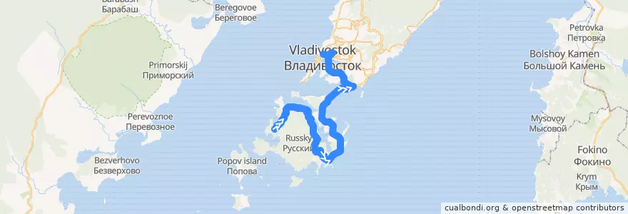 Mapa del recorrido Автобус 29Д: Бухта Воевода - ТЦ "Изумруд"" de la línea  en Владивостокский городской округ.