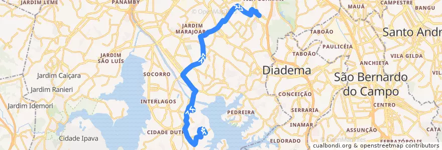 Mapa del recorrido 675M-10 Metrô Jabaquara de la línea  en Сан Паулу.