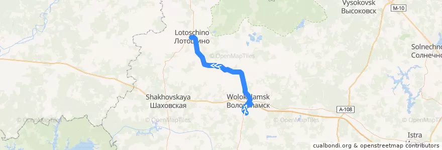 Mapa del recorrido Автобус 28: Вокзал - Лотошино de la línea  en Московская область.