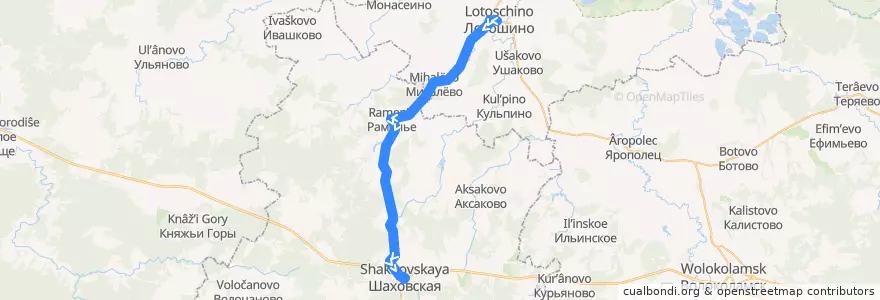 Mapa del recorrido Автобус 66: Лотошино - Шаховская de la línea  en محافظة موسكو.