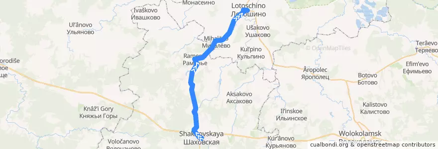 Mapa del recorrido Автобус 66: Шаховская - Лотошино de la línea  en محافظة موسكو.
