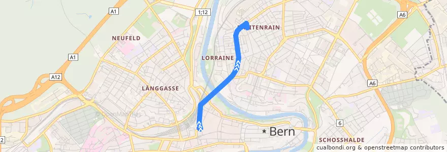 Mapa del recorrido Bus 18: Bern Bahnhof => Wyleregg de la línea  en Bern.