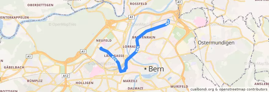 Mapa del recorrido Trolleybus 20: Wankdorf Bahnhof => Länggasse de la línea  en Bern.