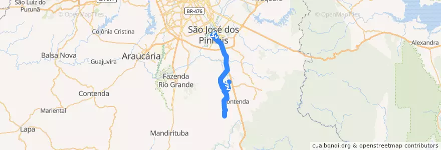 Mapa del recorrido Campo Largo (Campestre da Faxina) de la línea  en São José dos Pinhais.