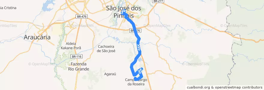 Mapa del recorrido Campo Largo (Direto) de la línea  en São José dos Pinhais.