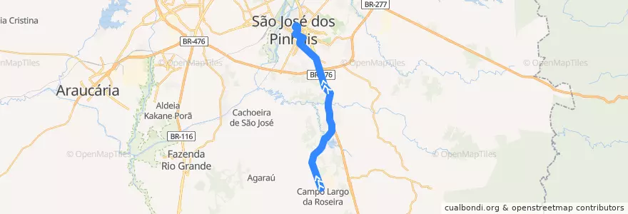 Mapa del recorrido Campo Largo (Direto) de la línea  en São José dos Pinhais.