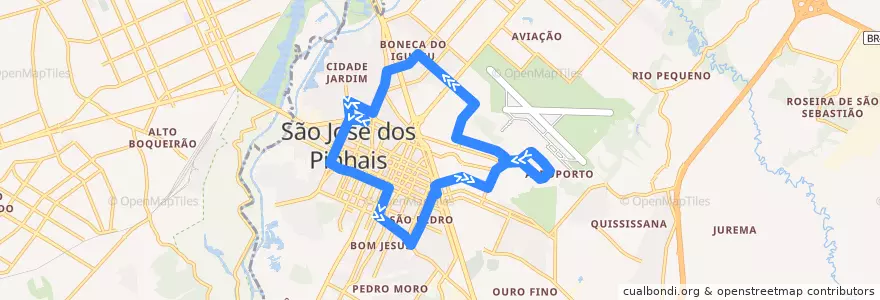 Mapa del recorrido Aeroporto 1 - Shopping São José de la línea  en São José dos Pinhais.