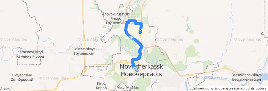 Mapa del recorrido Трамвай №1 Улица генерала Лебедя - НЭВЗ - НЗСП de la línea  en Novocherkassk.