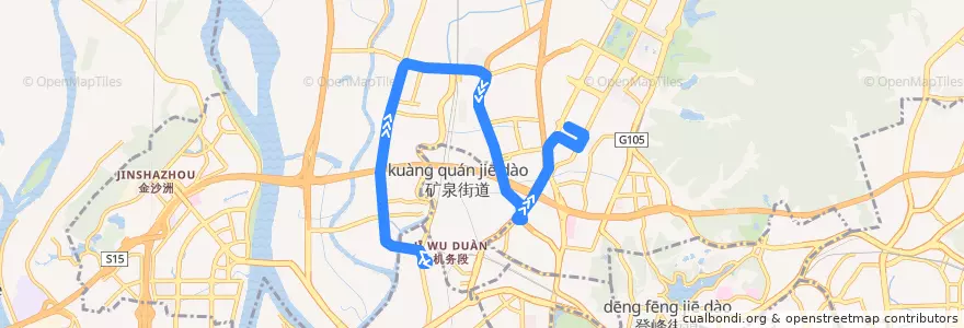 Mapa del recorrido 975路[西湾路(唐宁花园)总站-云城南二路总站] de la línea  en 白云区.
