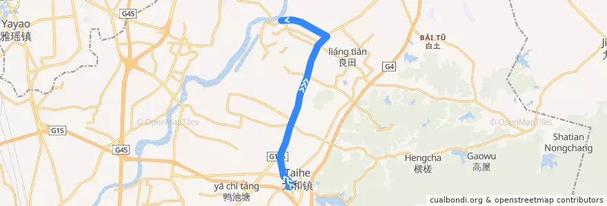 Mapa del recorrido 976路(太和总站-竹料总站) de la línea  en 白云区.