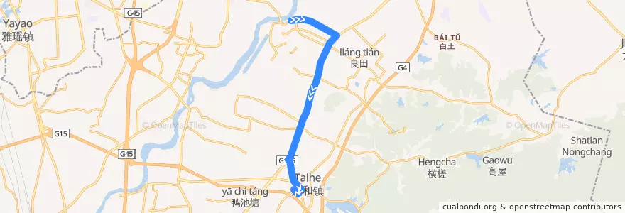 Mapa del recorrido 976路(竹料总站-太和总站) de la línea  en Baiyun District.