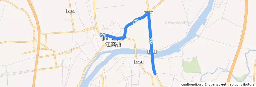 Mapa del recorrido 977路[江高总站-石井(滘心村)总站] de la línea  en 白云区.