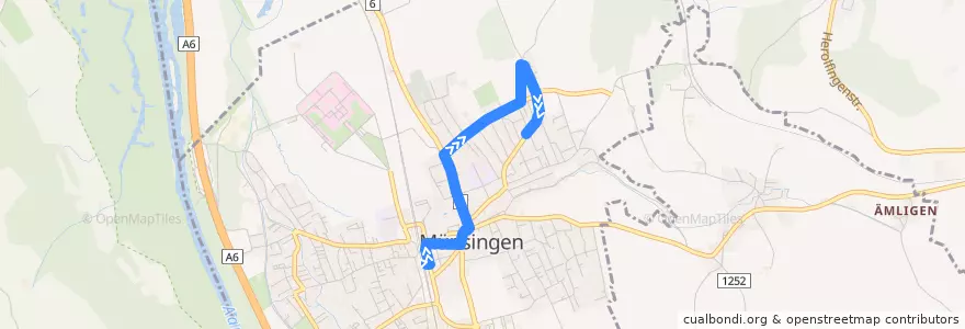 Mapa del recorrido Bus 162: Münsingen Bahnhof => Münsingen, Sonnhalde de la línea  en Münsingen.