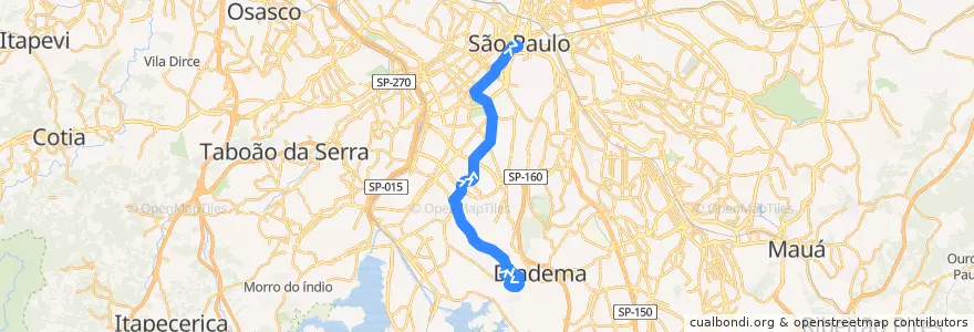 Mapa del recorrido 5178-10 Pça. João Mendes de la línea  en São Paulo.