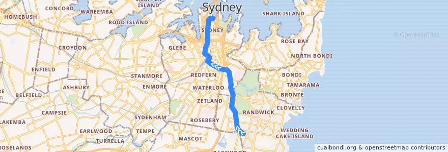 Mapa del recorrido Kingsford Line de la línea  en Sydney.