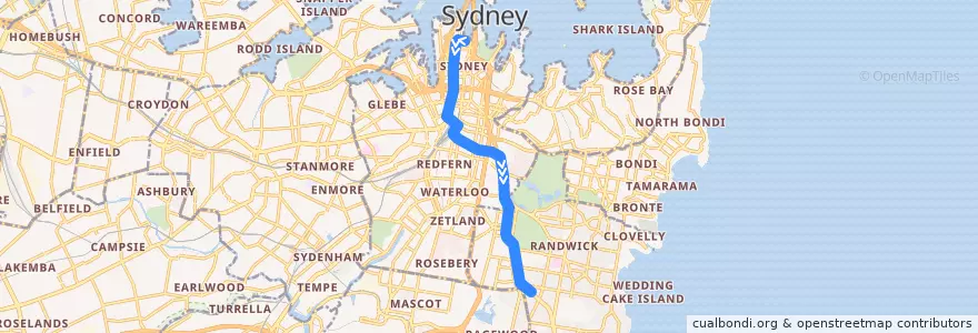 Mapa del recorrido Kingsford Line de la línea  en Sydney.