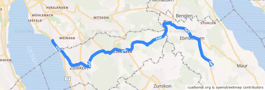 Mapa del recorrido Bus 910: Ebmatingen, Looren → Zürich, Bahnhof Tiefenbrunnen de la línea  en زوریخ.