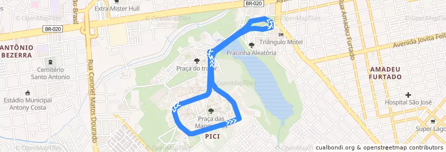 Mapa del recorrido Campus do Pici de la línea  en Fortaleza.