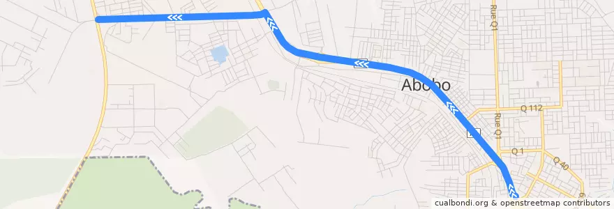 Mapa del recorrido gbaka : Abobo Gare → Ndotre de la línea  en أبوبو.