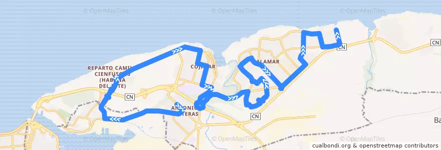 Mapa del recorrido Ruta A26 Bahía => Cojimar => Alamar de la línea  en L'Avana.