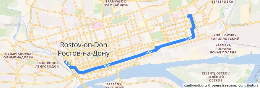 Mapa del recorrido Трамвай №1 "Главный железнодорожный вокзал - Госпиталь ветеранов ВОВ" de la línea  en Rostov-on-Don.