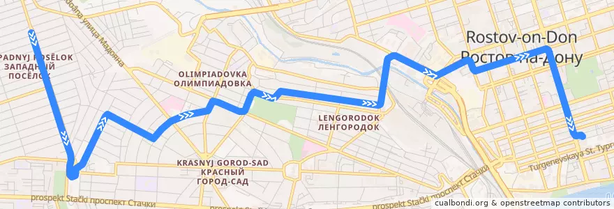 Mapa del recorrido Трамвай №7 "Ул. Чукотская — Центральный рынок" de la línea  en Rostov-on-Don.
