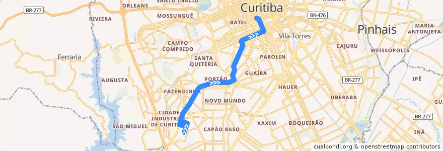 Mapa del recorrido Nossa Senhora da Luz de la línea  en 쿠리치바.