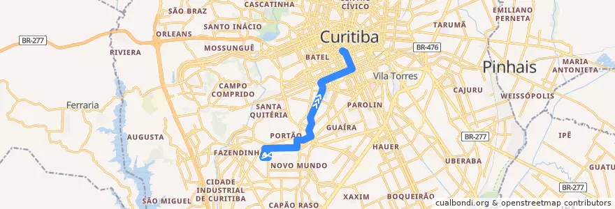 Mapa del recorrido Portão de la línea  en Curitiba.