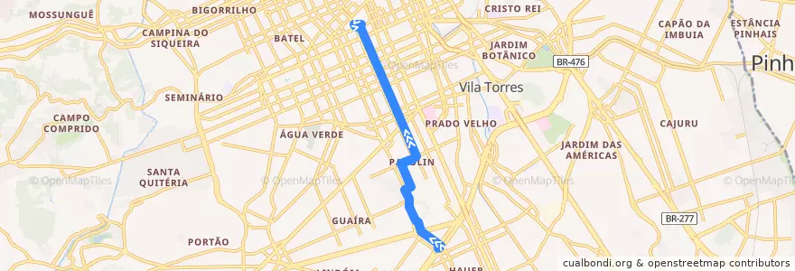 Mapa del recorrido Alferes Poli de la línea  en Curitiba.