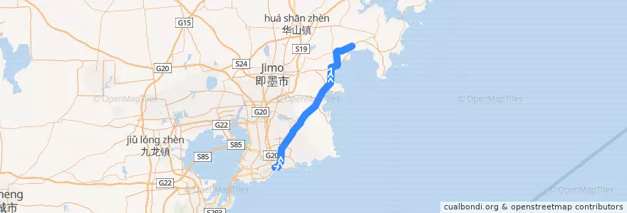 Mapa del recorrido 青岛地铁11号线 de la línea  en 칭다오시.