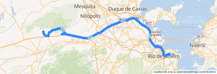 Mapa del recorrido Ônibus 365 - Tiradentes → Mendanha de la línea  en Rio de Janeiro.