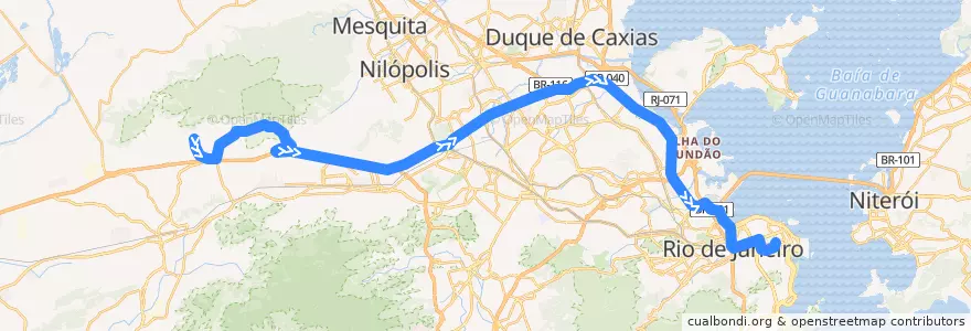 Mapa del recorrido Ônibus 365 - Mendanha → Tiradentes de la línea  en Rio de Janeiro.