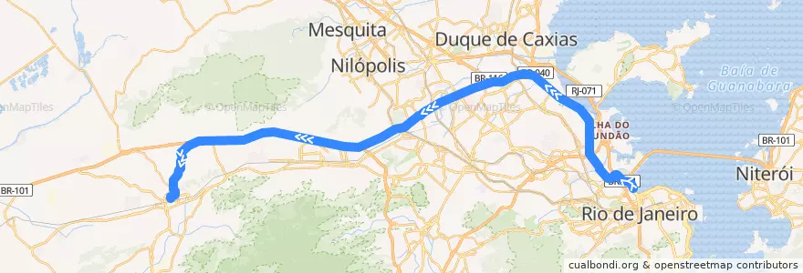 Mapa del recorrido Ônibus SP 366 - Caju → Campo Grande de la línea  en ريو دي جانيرو.