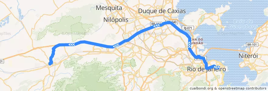 Mapa del recorrido Ônibus 366 - Tiradentes → Campo Grande de la línea  en 리우데자네이루.