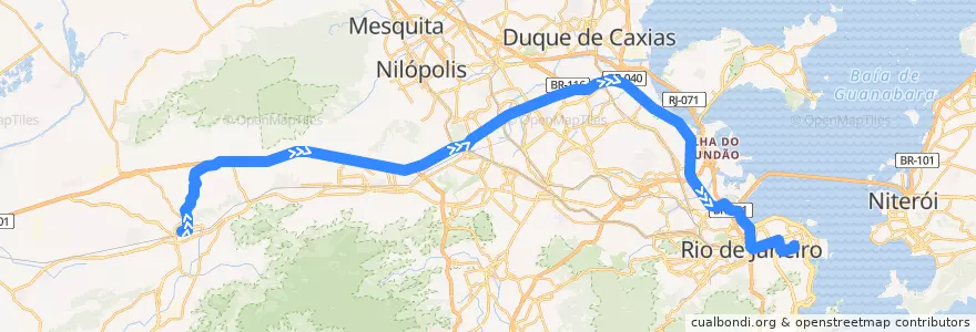 Mapa del recorrido Ônibus 366 - Campo Grande → Tiradentes de la línea  en Rio de Janeiro.