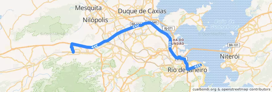Mapa del recorrido Ônibus 369 - Candelária → Bangu de la línea  en Río de Janeiro.