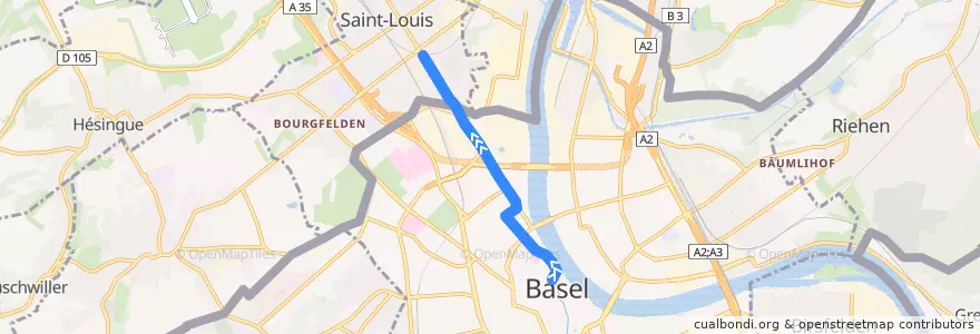 Mapa del recorrido 604 : Bâle Schifflände → Saint-Louis Parc Soleil de la línea  en .