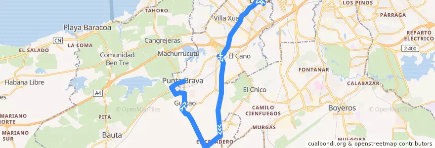 Mapa del recorrido Ruta 486 La Lisa => San Pedro=> Punta Brava de la línea  en Cuba.