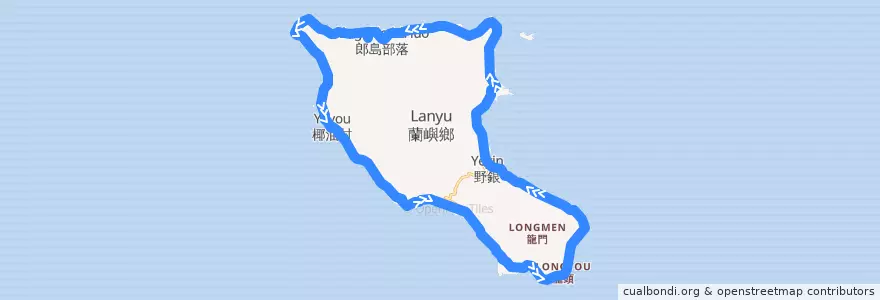 Mapa del recorrido 蘭嶼公車 (逆時針) de la línea  en Condado de Taitung.