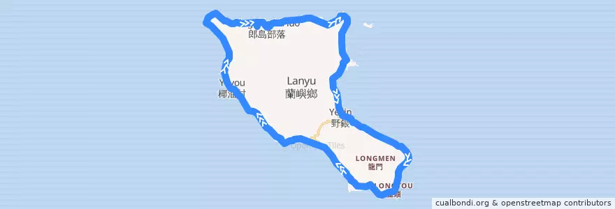 Mapa del recorrido 蘭嶼公車 (順時針) de la línea  en 臺東縣.