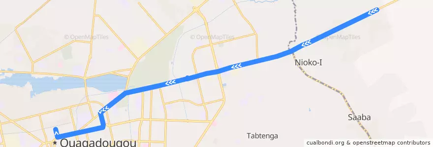 Mapa del recorrido 5: Naaba Koom→Terminus Barogo de la línea  en Centre.