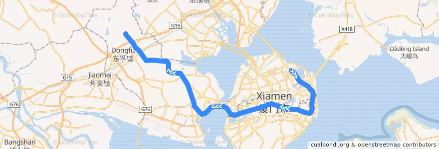 Mapa del recorrido 厦门轨道交通2号线（五缘湾→天竺山） de la línea  en Fuquiém.