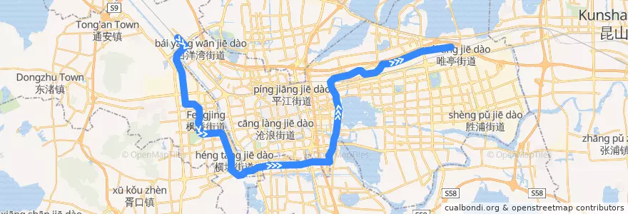 Mapa del recorrido 苏州地铁3号线 de la línea  en سوژو.