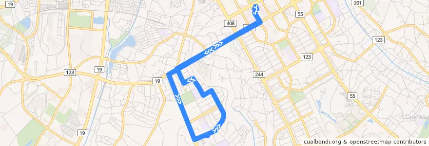 Mapa del recorrido 関東鉄道バスC15系統 つくばセンター⇒松代循環 de la línea  en つくば市.
